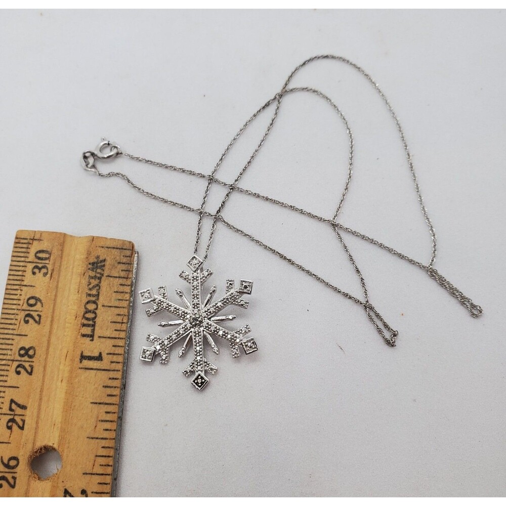 18" Diamond and Sterling Silver OTC 925 Snowflake Necklace and Pendant